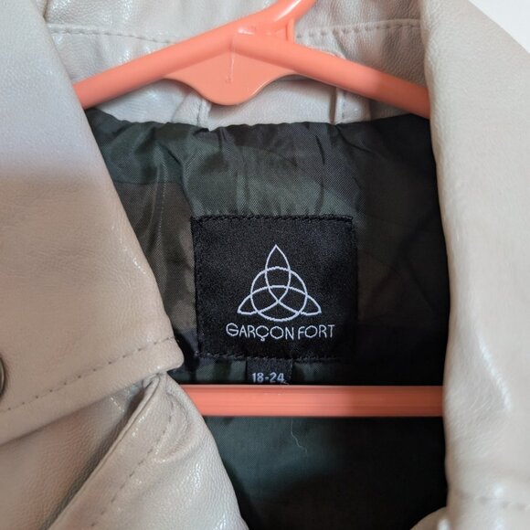 Garçon Fort Cream Color Faux Leather Moto Jacket Sz 18-24m - Picture 4 of 5